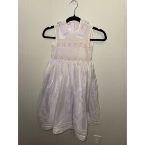 Will’Beth Smocked Pink Dress Heirloom Lace Layered Girls Purple Flower Girl Sz 8